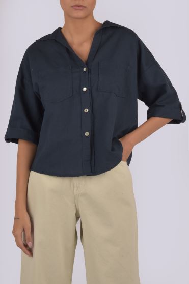 شومیز آستین کوتاه لینن