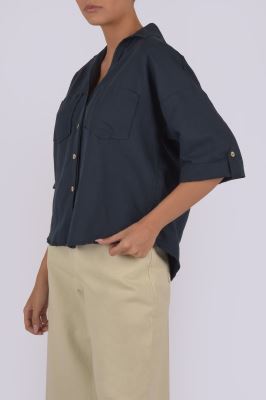 شومیز آستین کوتاه لینن