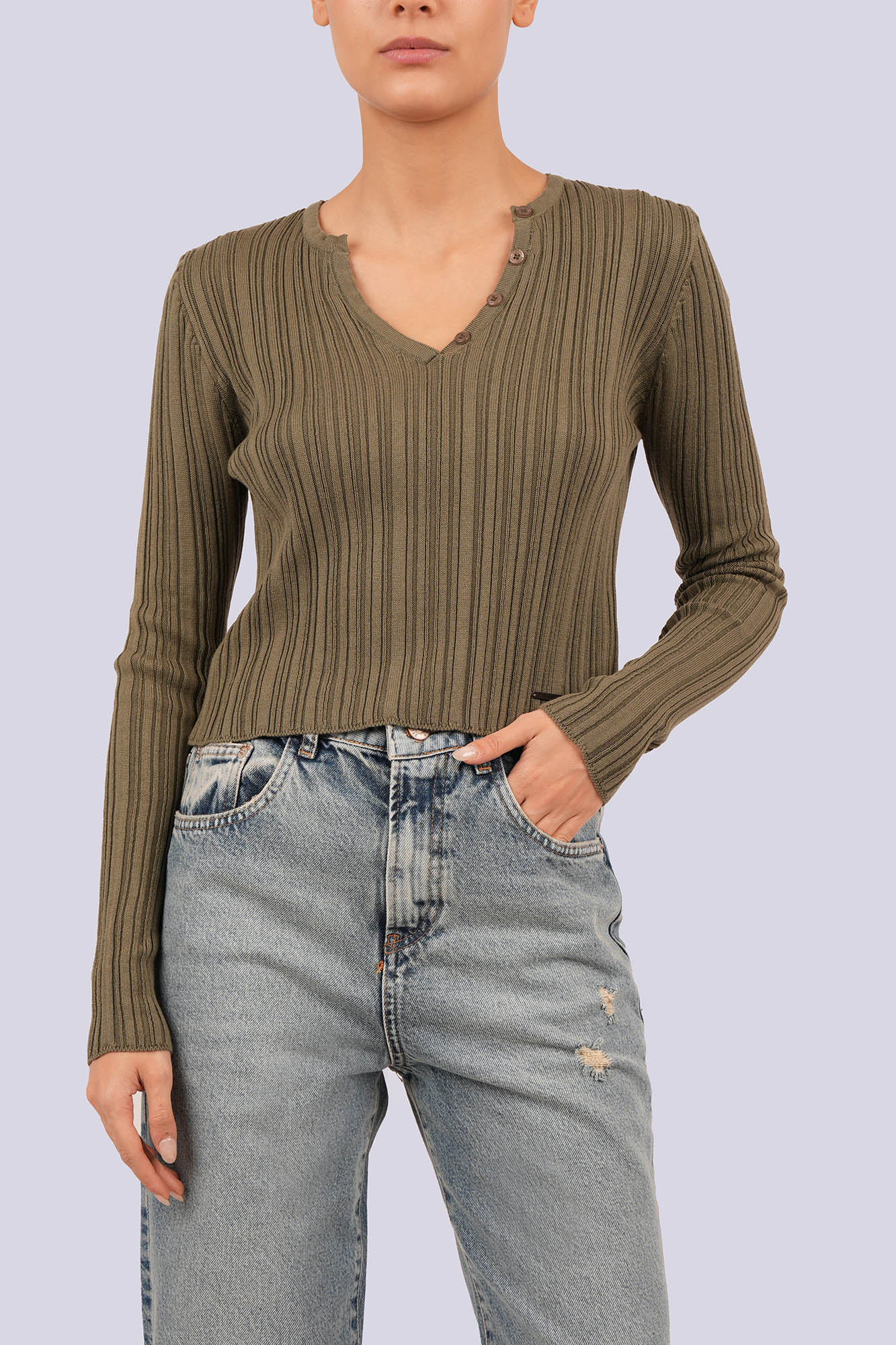 بافت آستین بلند ساده