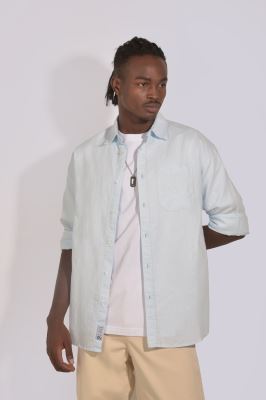 پیراهن آستین بلند یقه دار لینن