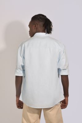 پیراهن آستین بلند یقه دار لینن