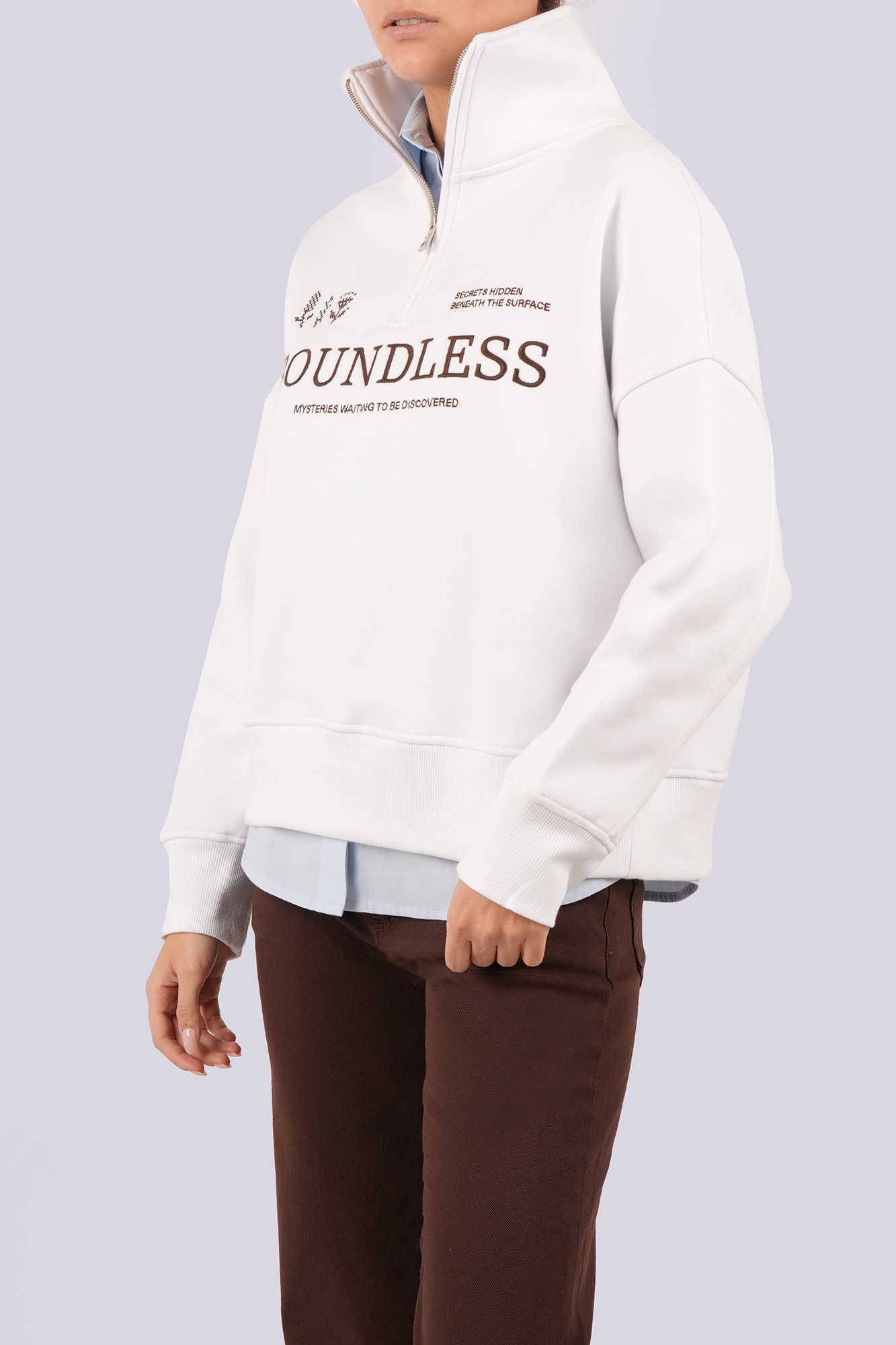 سوئیشرت نیم زیپ گلدوزی