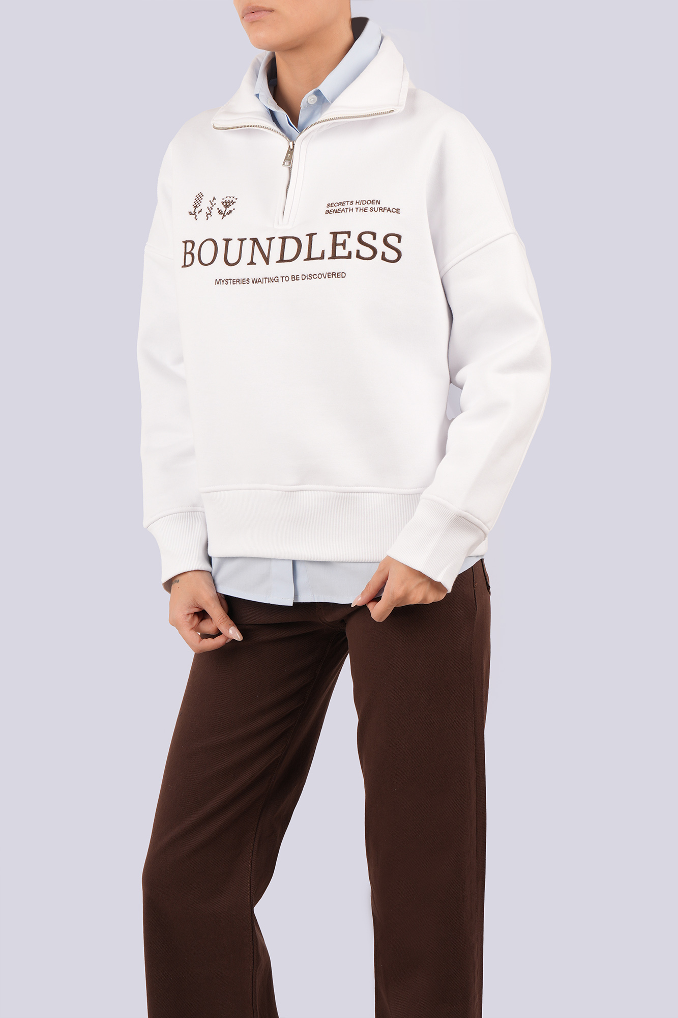 سوئیشرت نیم زیپ گلدوزی