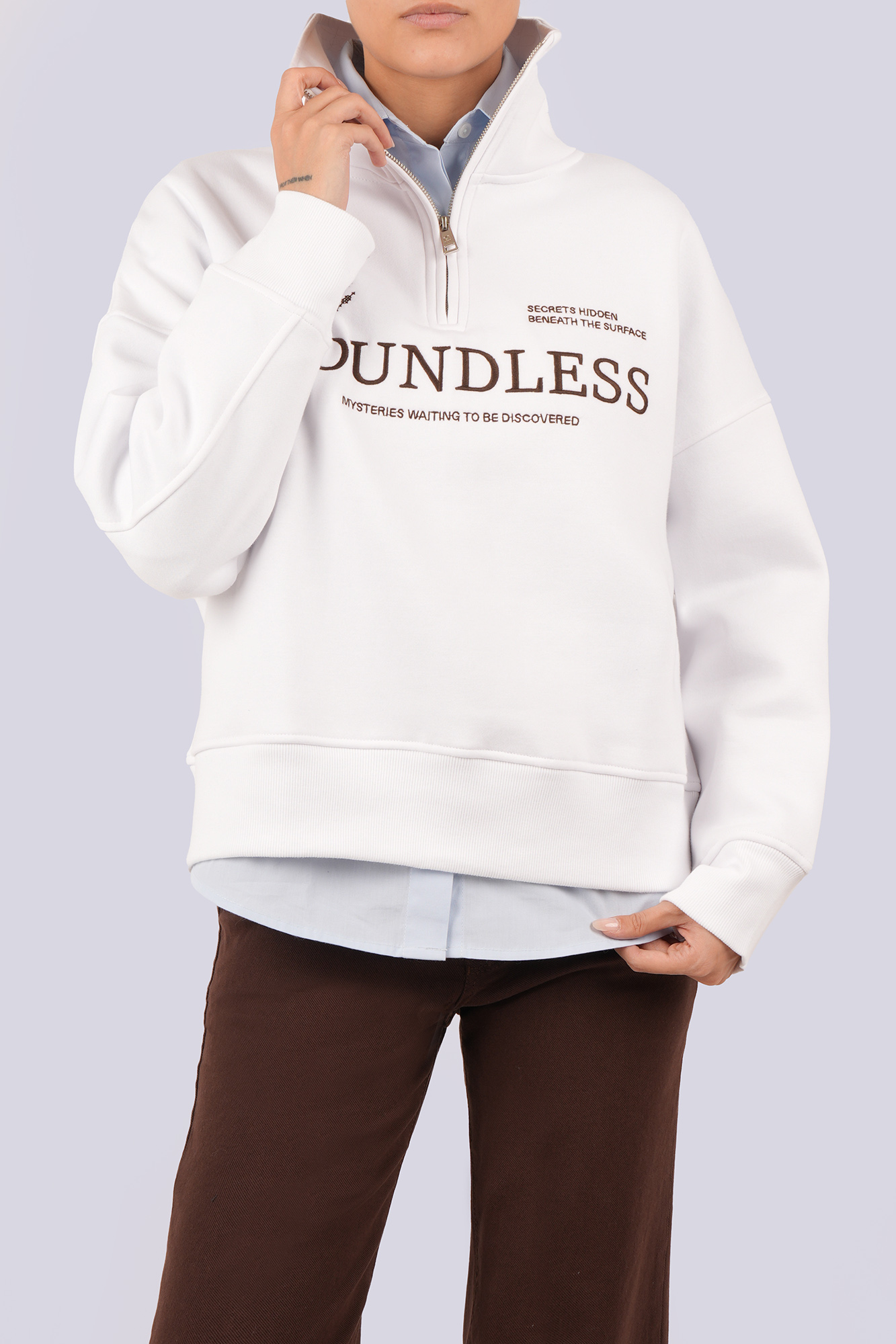 سوئیشرت نیم زیپ گلدوزی