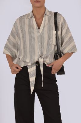 شومیز آستین کوتاه راه راه