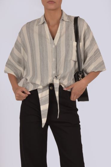 شومیز آستین کوتاه راه راه