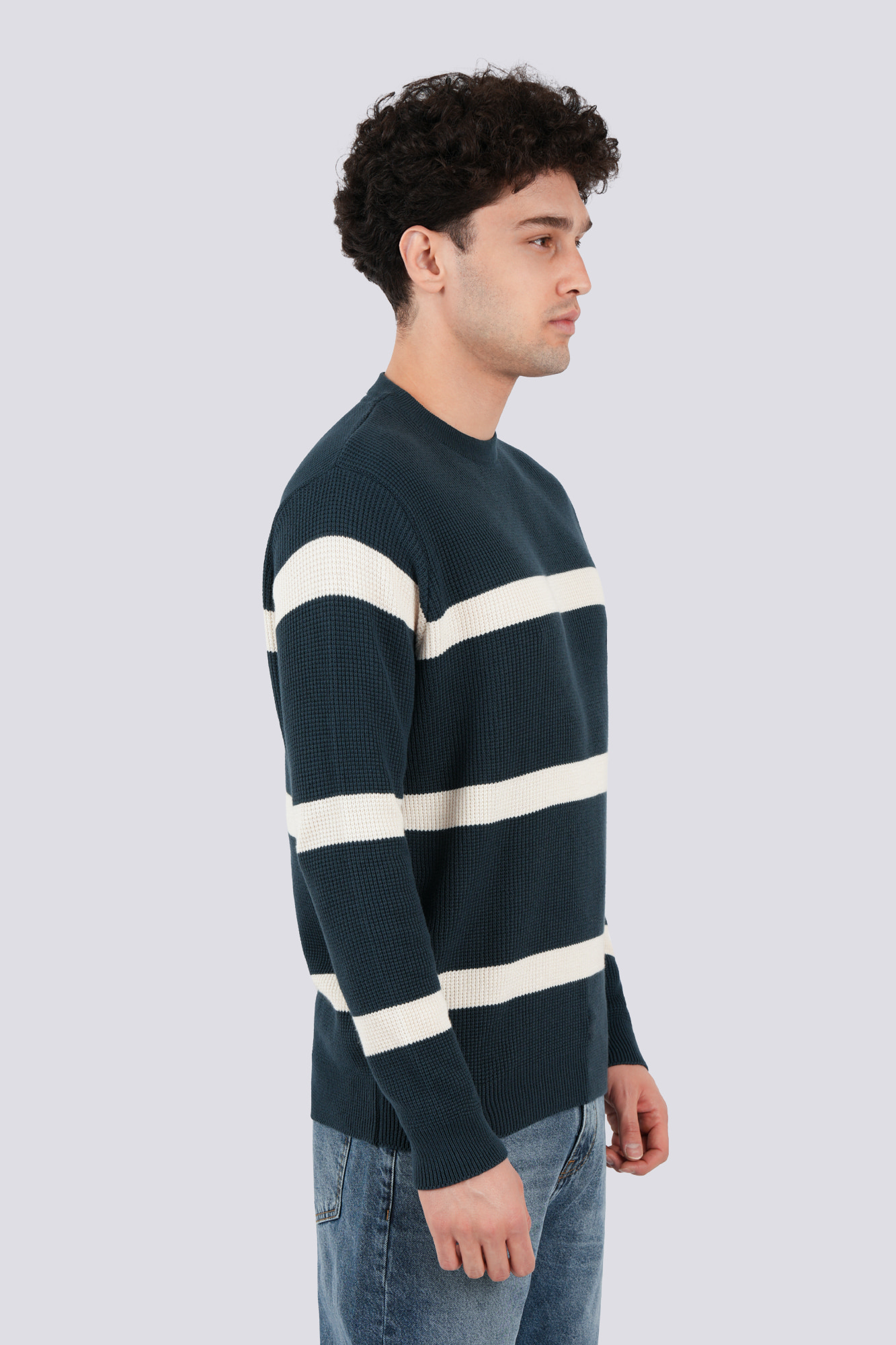 بافت یقه گرد راه راه