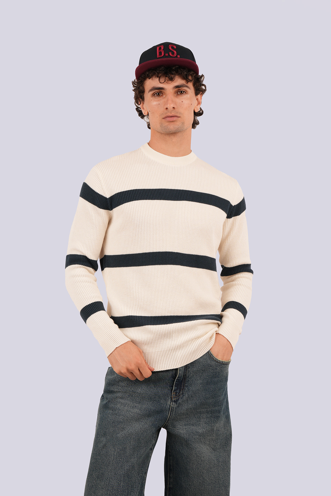 بافت یقه گرد راه راه