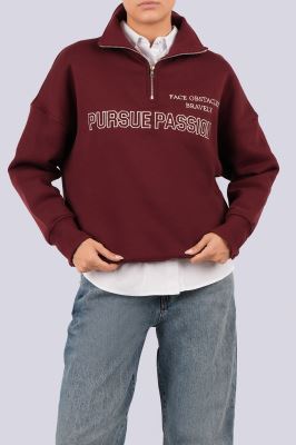 سوئیشرت نیم زیپ گلدوزی