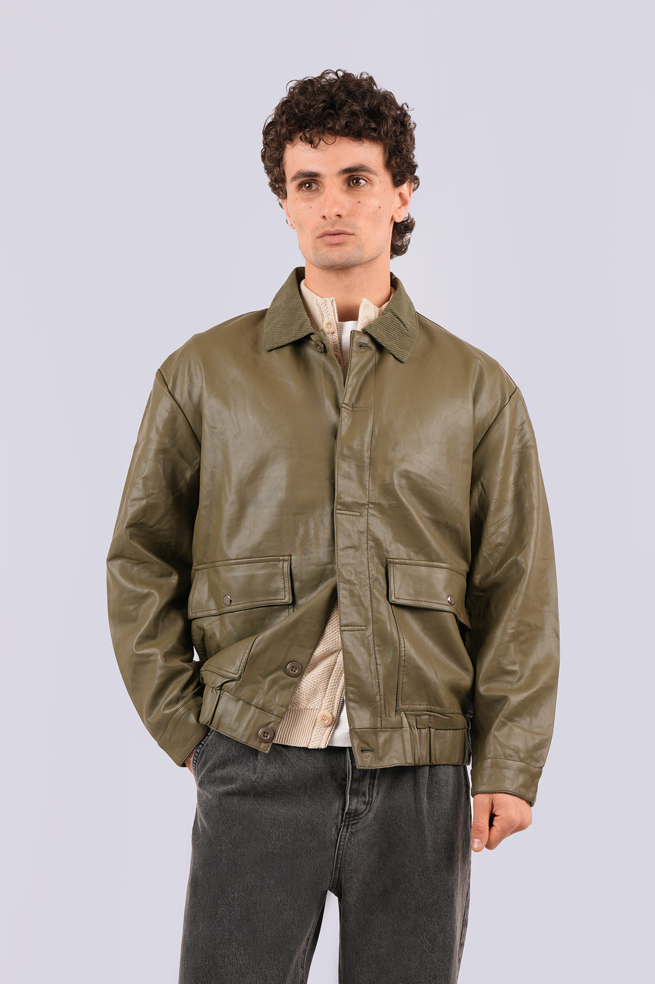 کاپشن کوتاه چرم