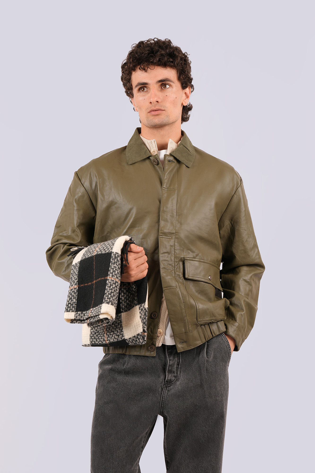 کاپشن کوتاه چرم