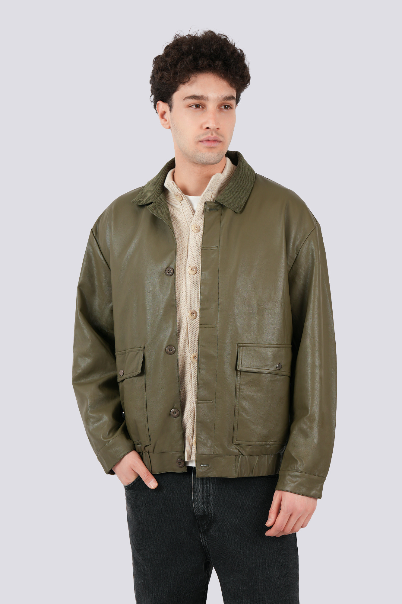 کاپشن کوتاه چرم