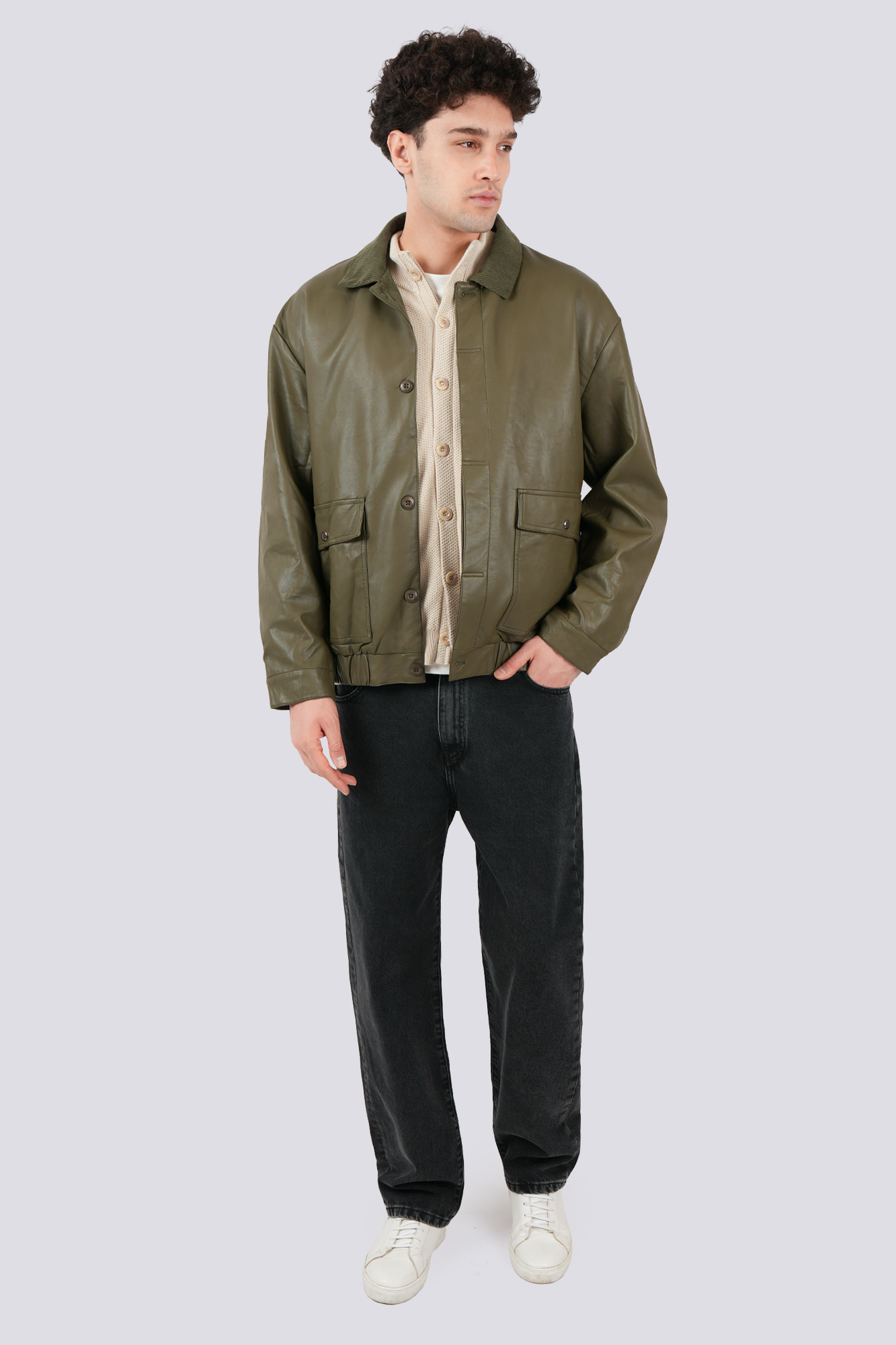 کاپشن کوتاه چرم