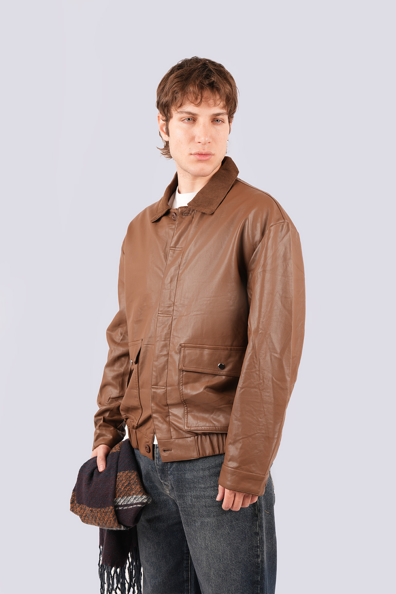 کاپشن کوتاه چرم