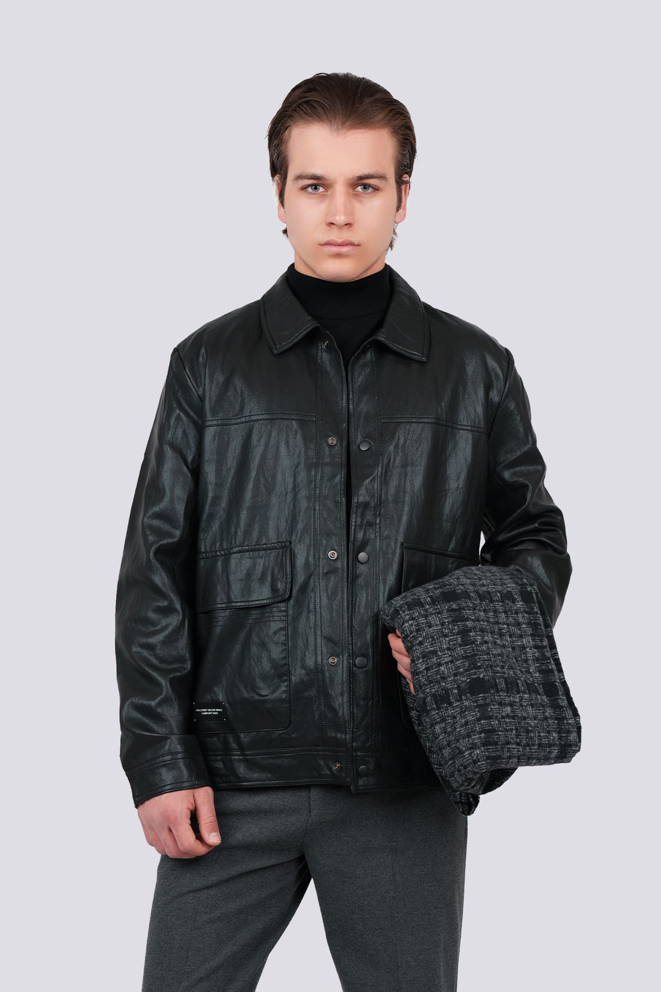 کاپشن کوتاه چرم