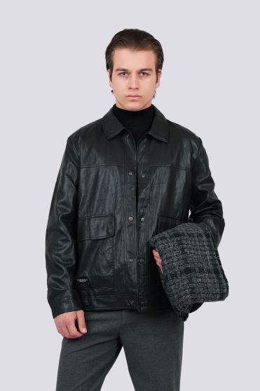 کاپشن کوتاه چرم