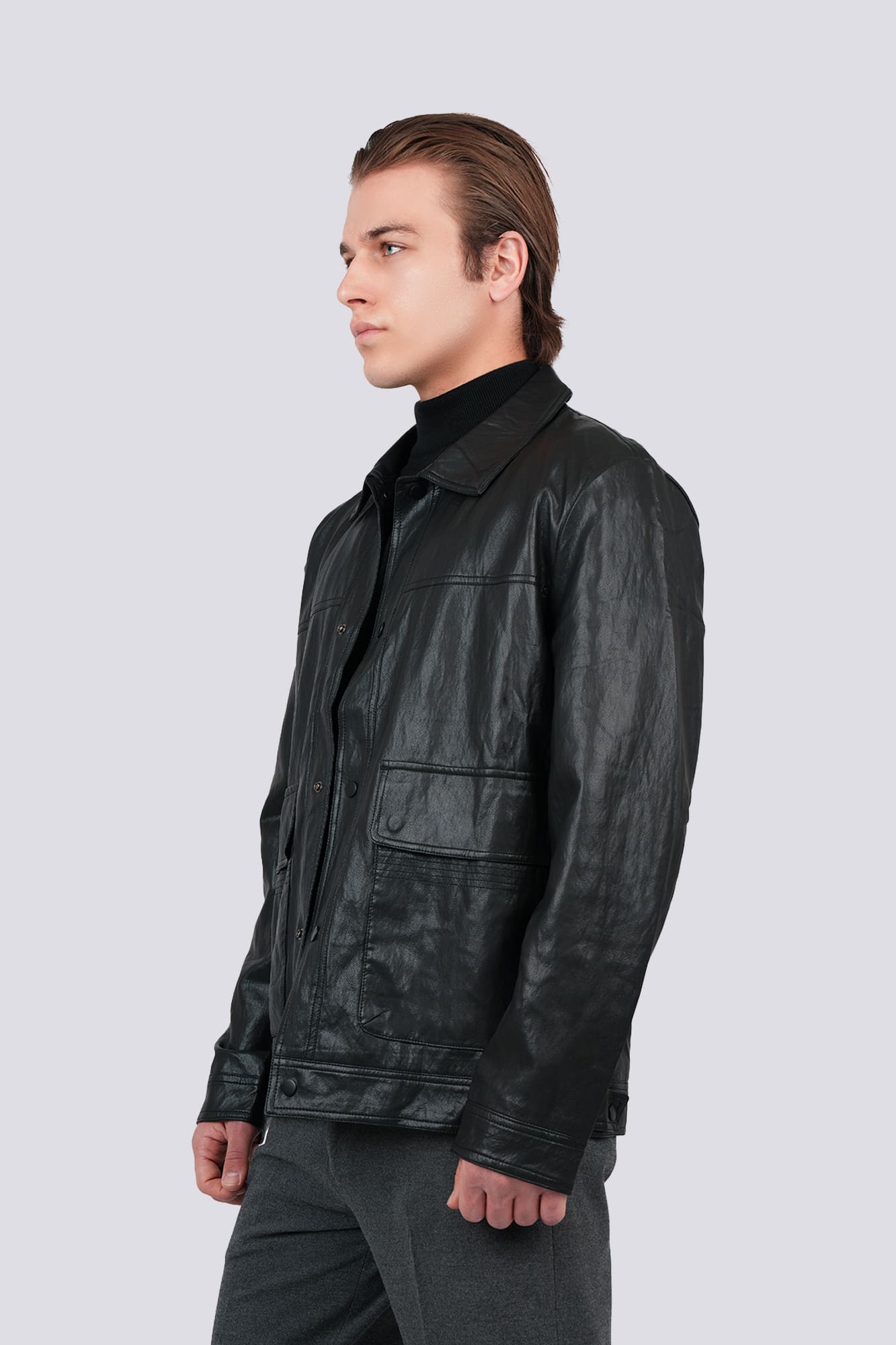 کاپشن کوتاه چرم