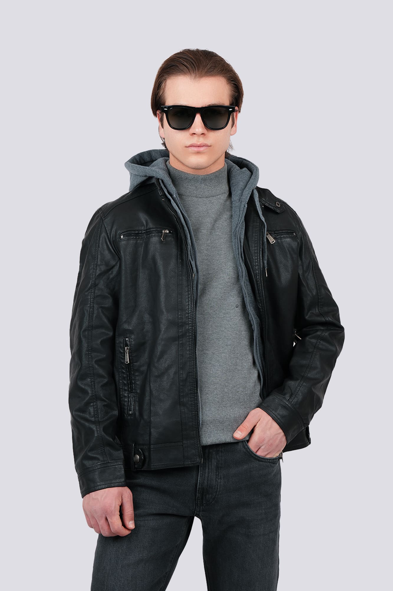 کاپشن کوتاه چرم