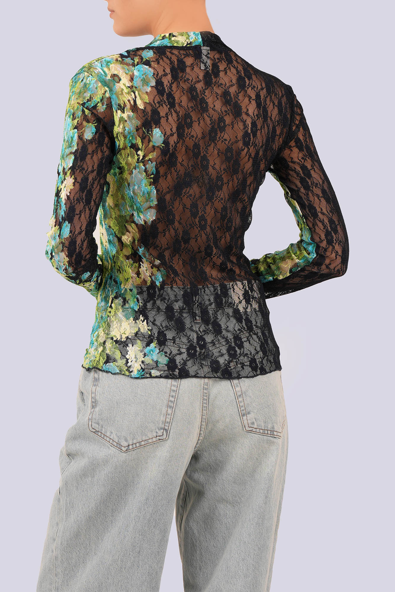 بلوز آستین بلند توری