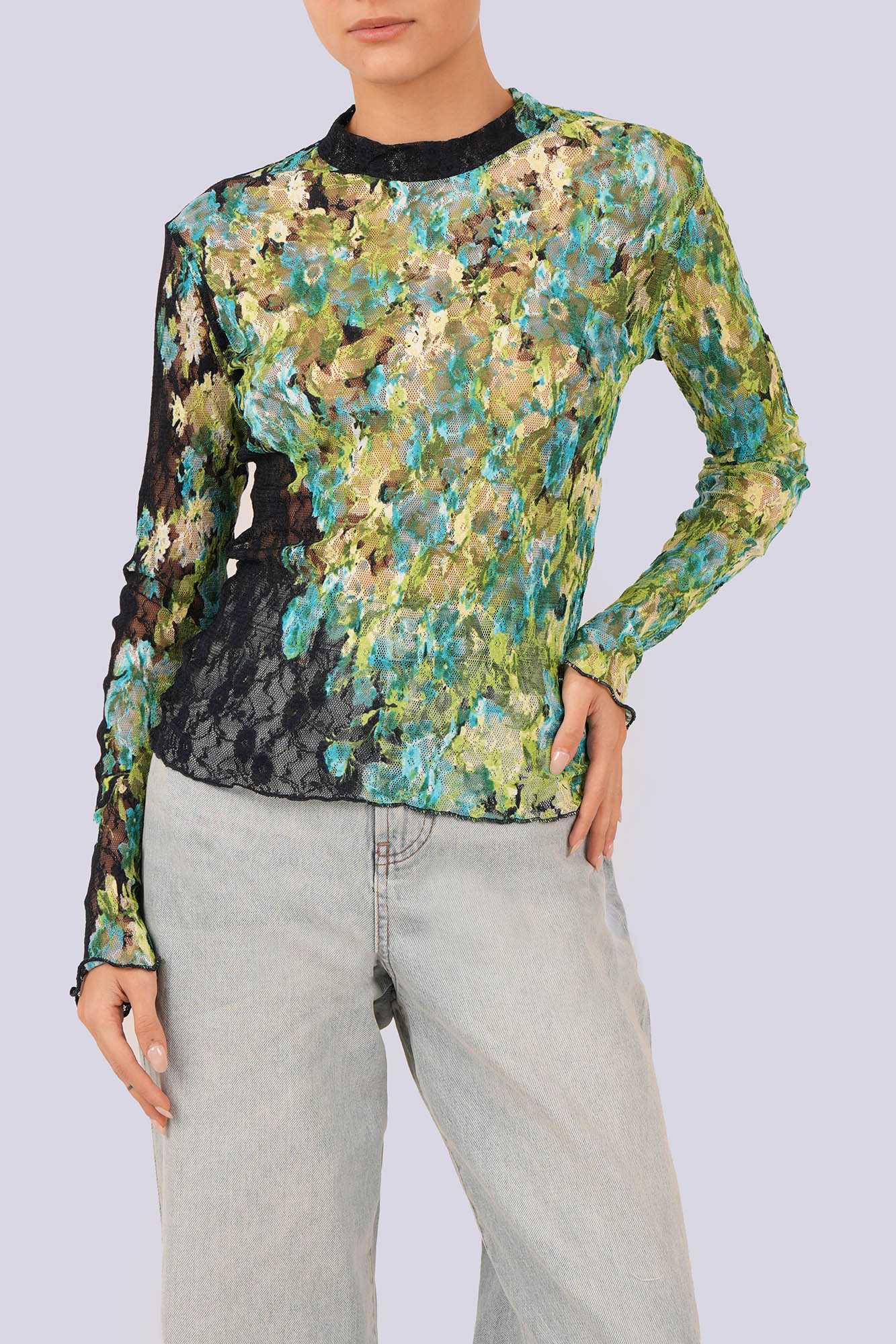 بلوز آستین بلند توری