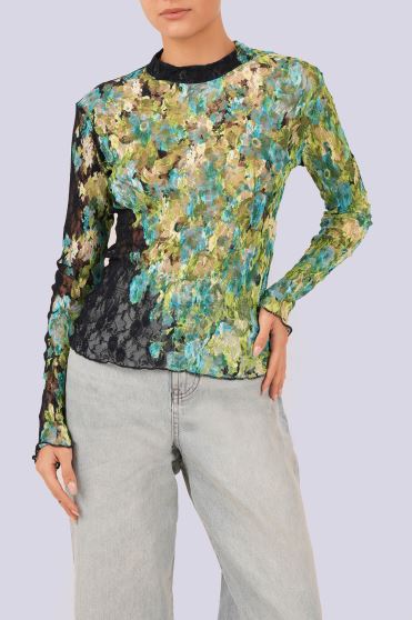 بلوز آستین بلند توری