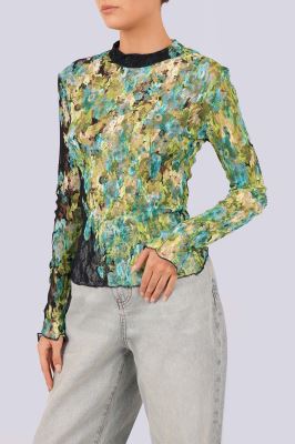 بلوز آستین بلند توری