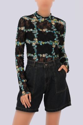 بلوز آستین بلند توری