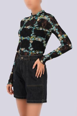 بلوز آستین بلند توری