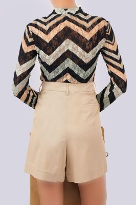 بلوز آستین بلند توری