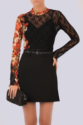 بلوز آستین بلند توری