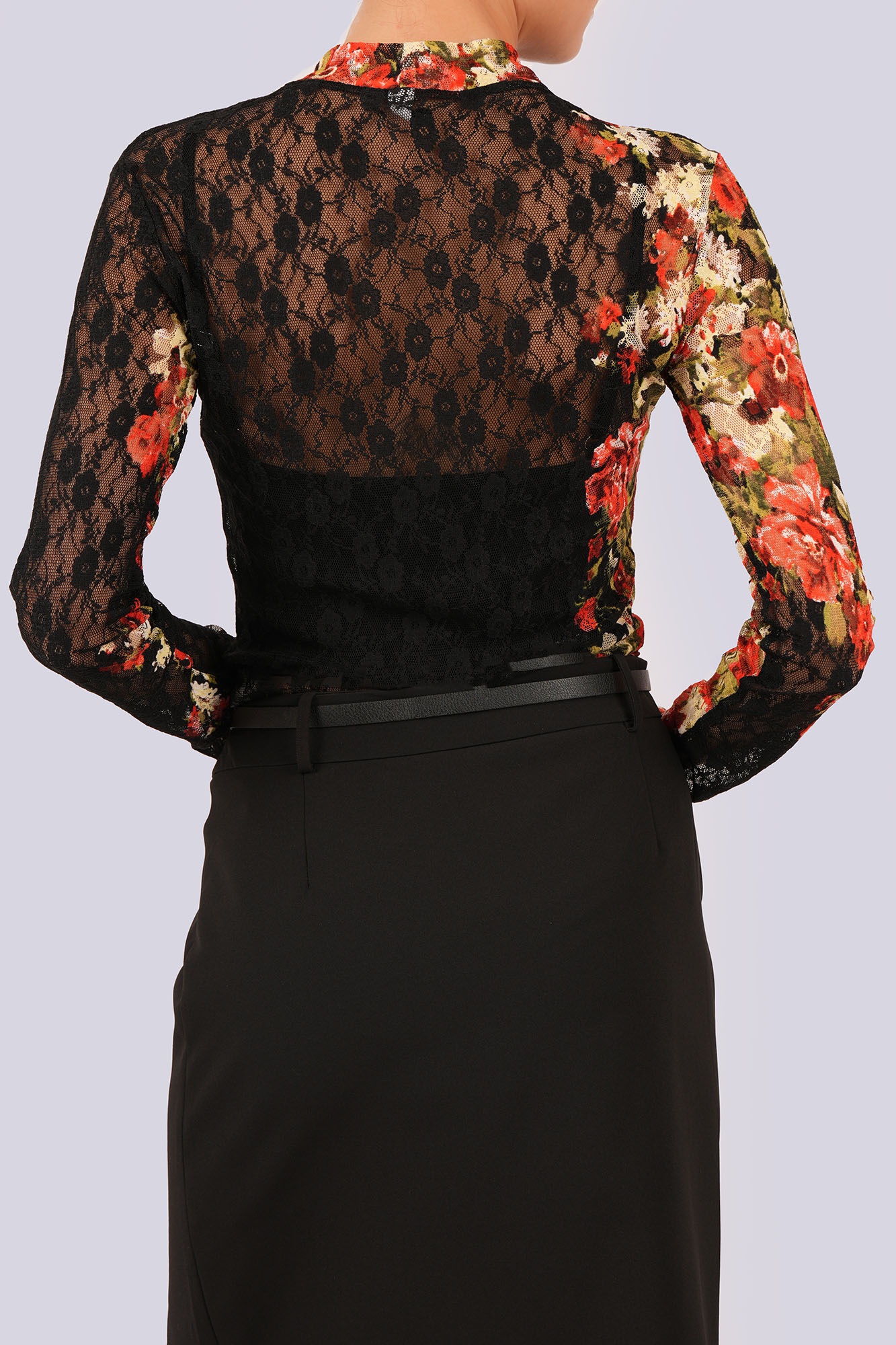 بلوز آستین بلند توری