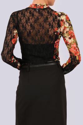 بلوز آستین بلند توری