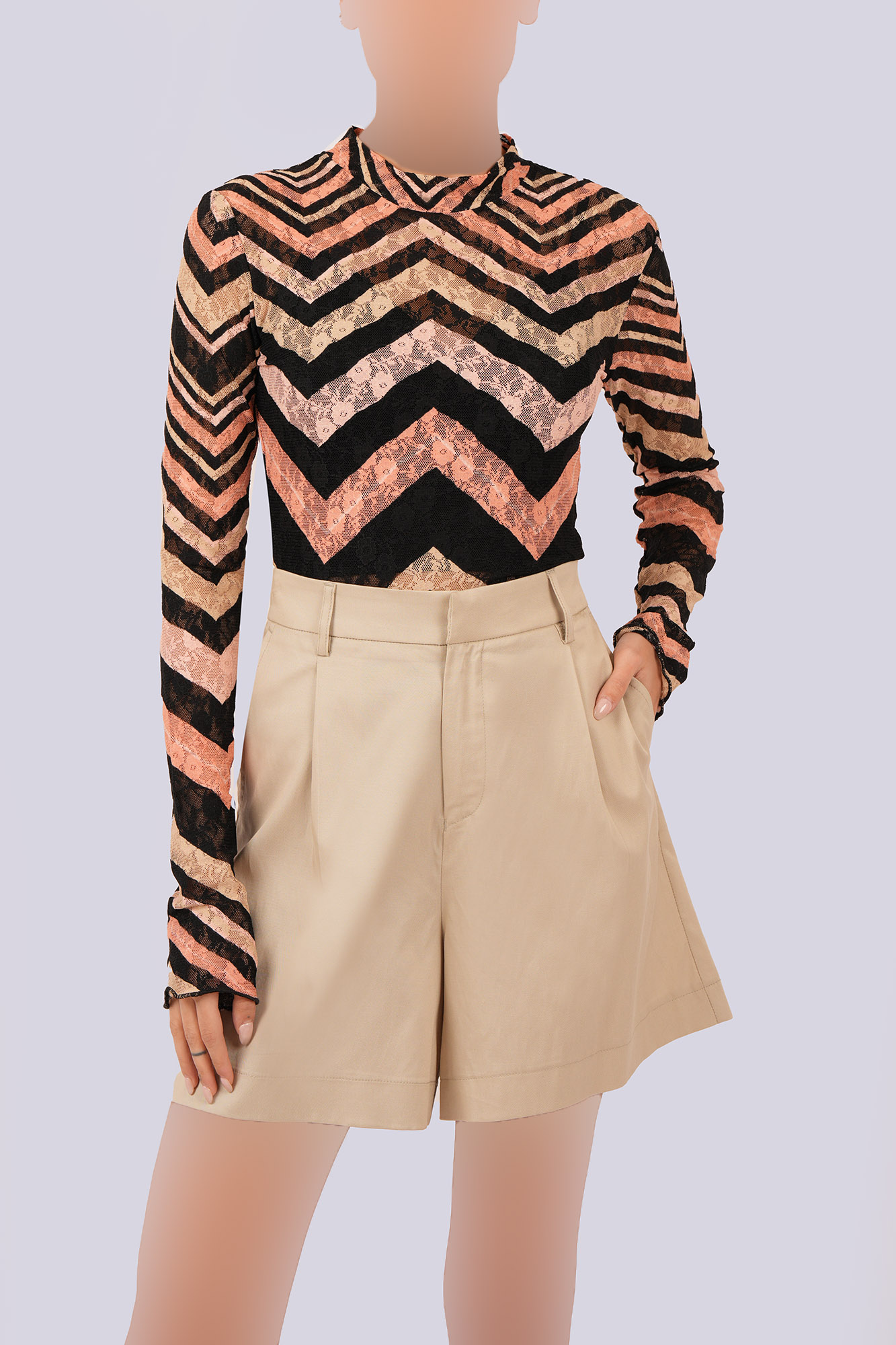 بلوز آستین بلند توری