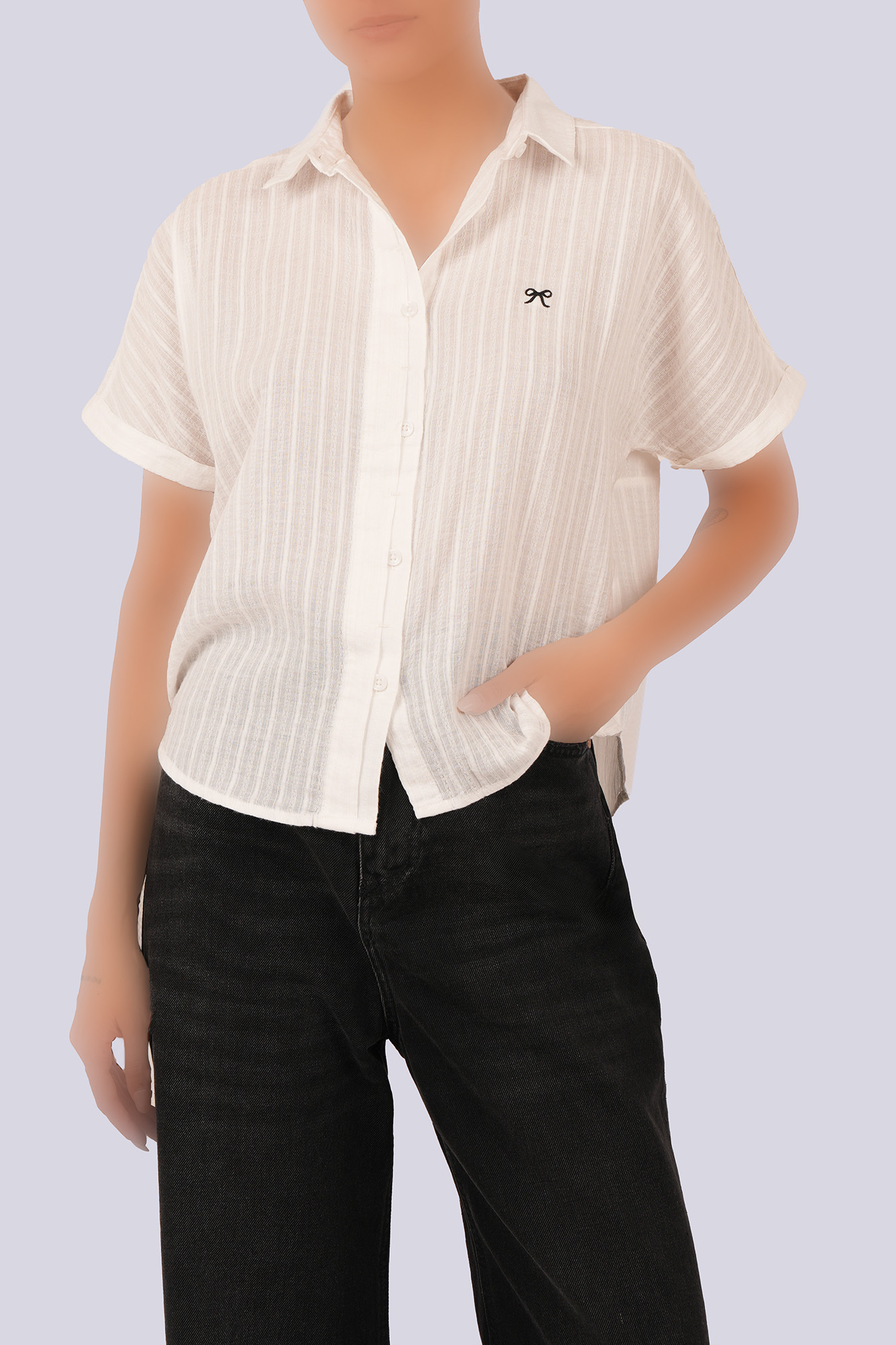 شومیز آستین کوتاه راه راه