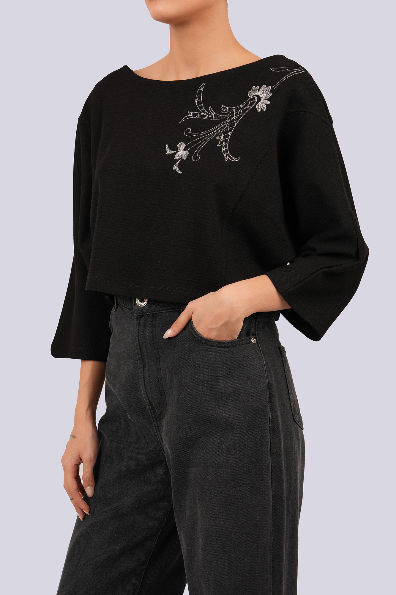 تیشرت آستین بلند گلدوزی