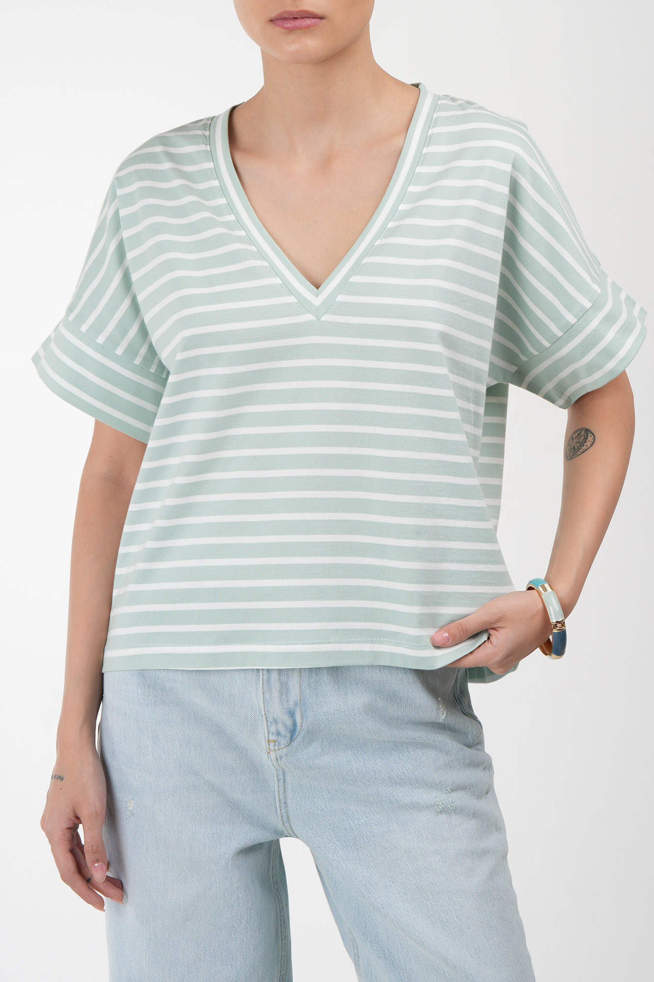 تیشرت آستین سرخود راه راه