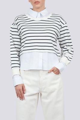 سوئیشرت یقه گرد راه راه