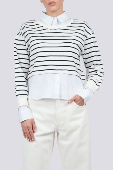 سوئیشرت یقه گرد راه راه