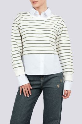 سوئیشرت یقه گرد راه راه