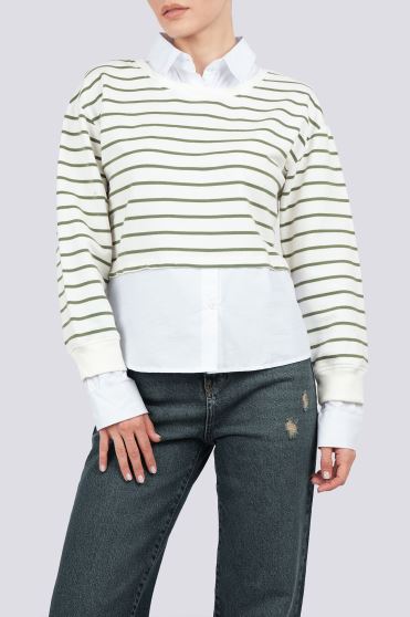 سوئیشرت یقه گرد راه راه