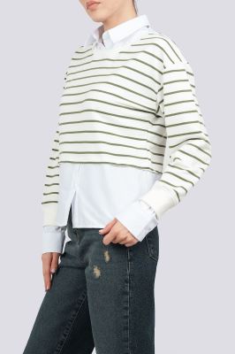 سوئیشرت یقه گرد راه راه