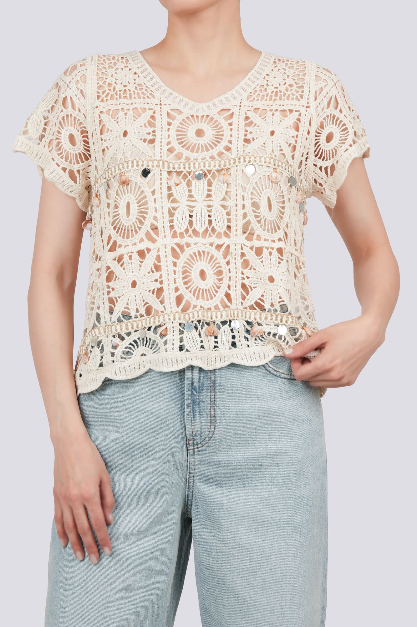 بلوز آستین کوتاه بافت