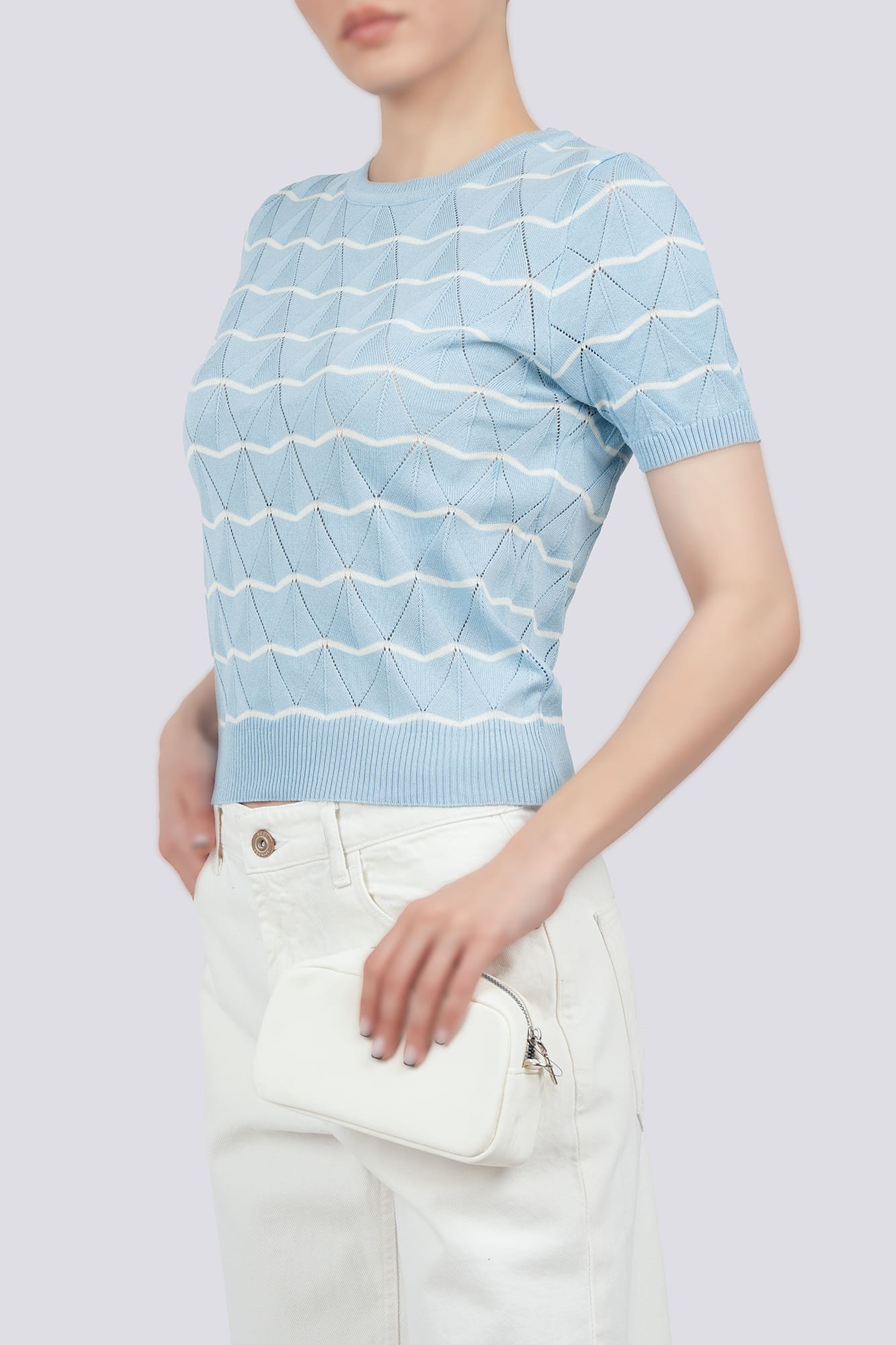 بلوز آستین کوتاه بافت