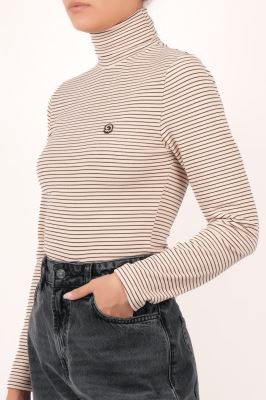 تیشرت آستین بلند یقه اسکی راه راه