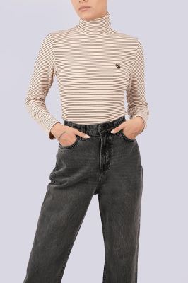 تیشرت آستین بلند یقه اسکی راه راه