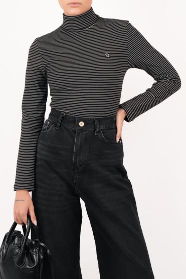 تیشرت آستین بلند یقه اسکی راه راه