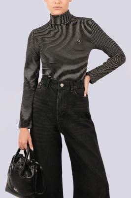 تیشرت آستین بلند یقه اسکی راه راه