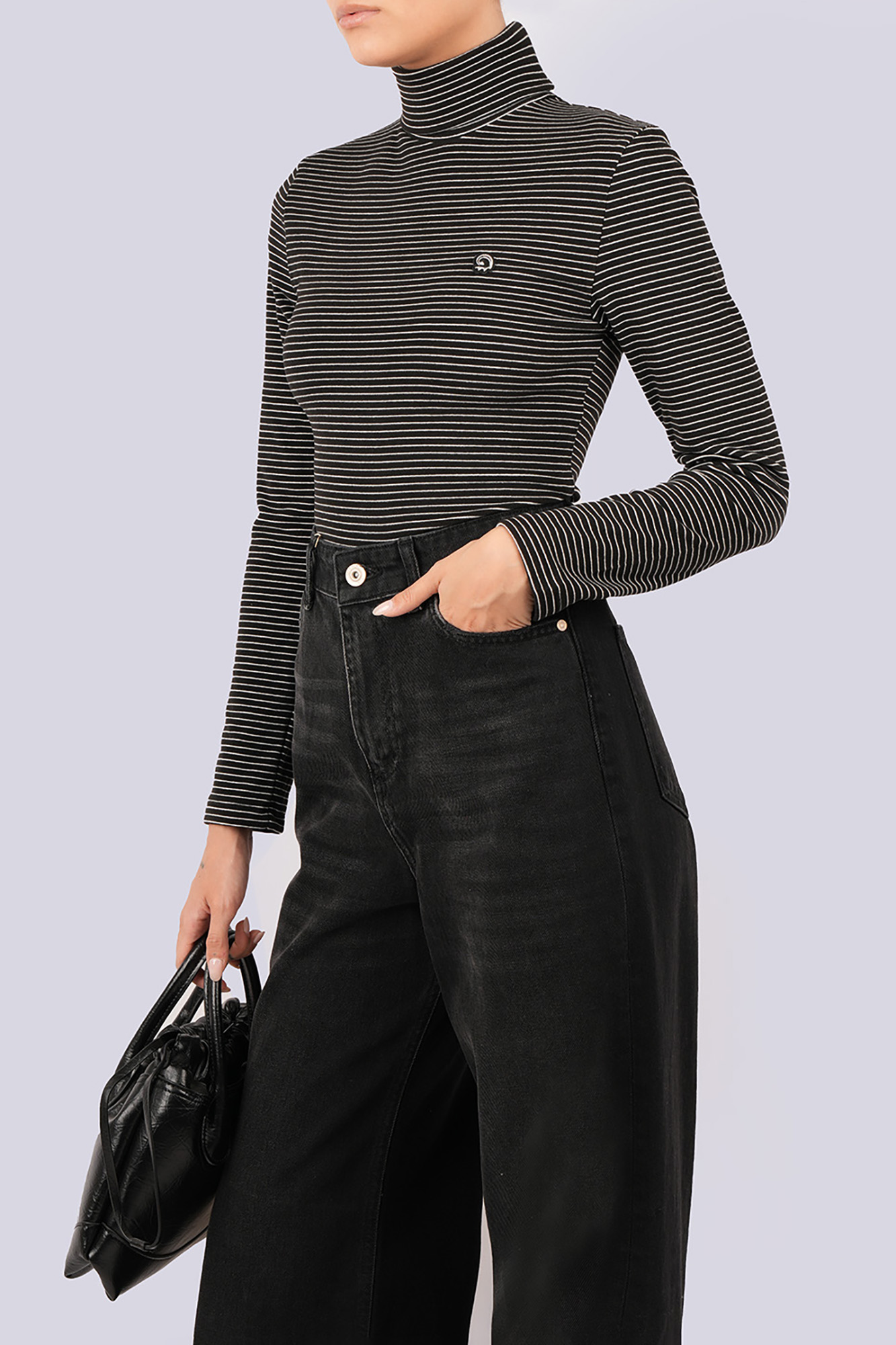 تیشرت آستین بلند یقه اسکی راه راه