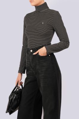 تیشرت آستین بلند یقه اسکی راه راه