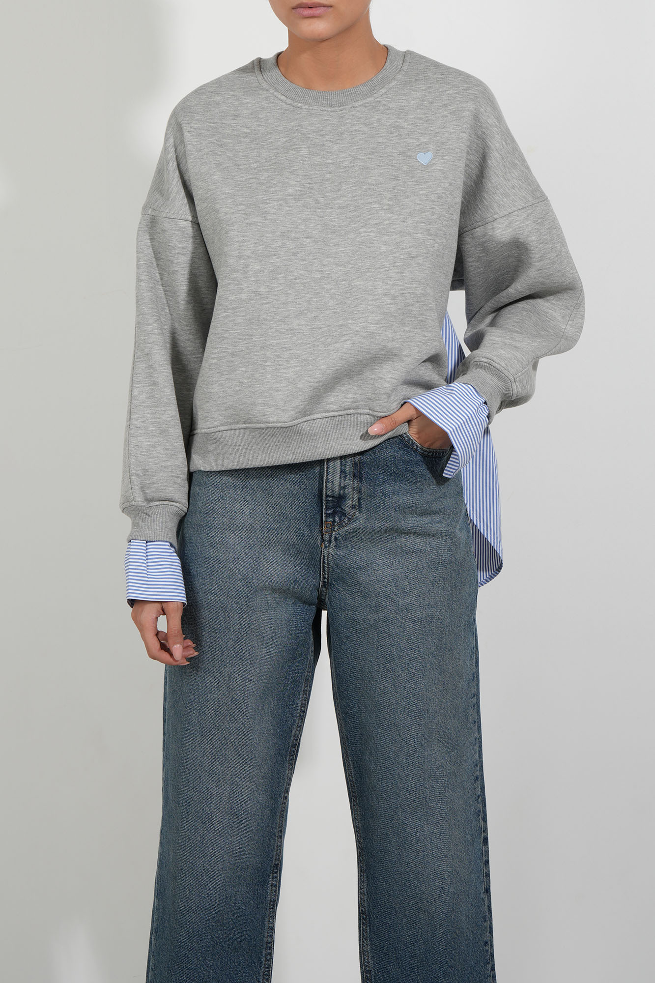 سوئیشرت یقه گرد ترکیبی